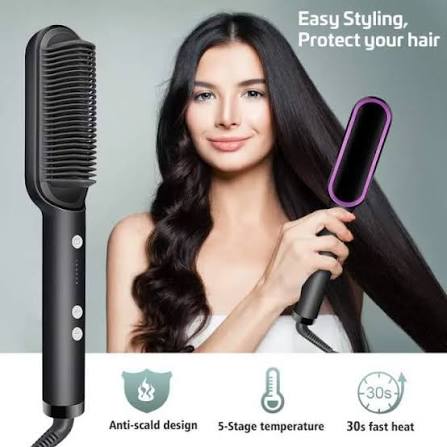 Hair Straightener Brush Curling Comb 2 In 1 Hair